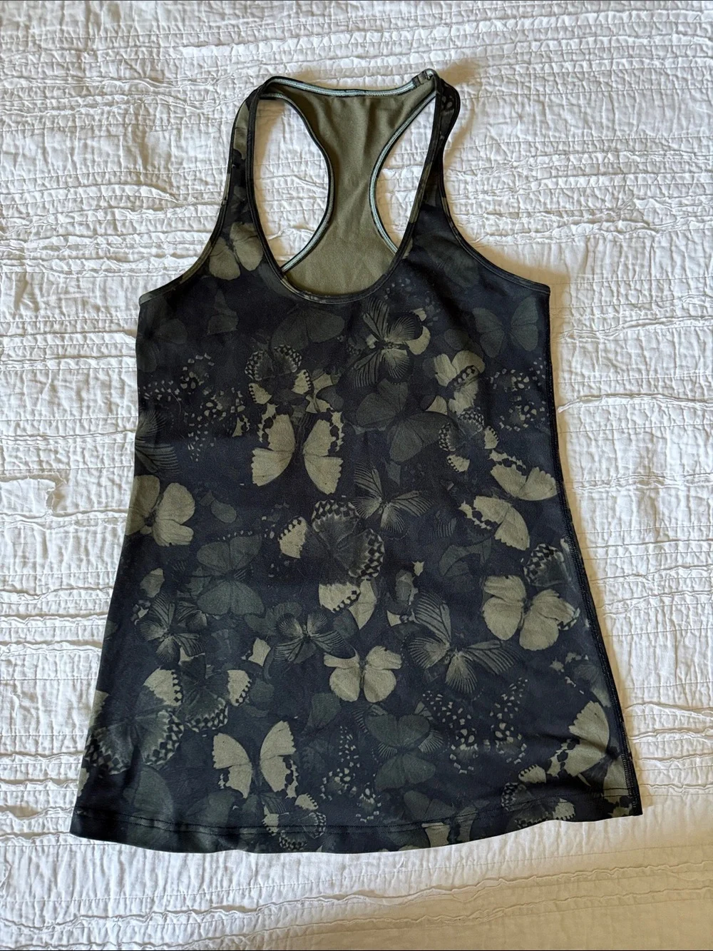 lululemon athletica Women's Black & Olive Butterfly Racerback Tank